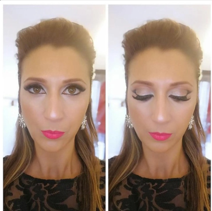 Maquilhagem de evento com dois enquadramentos do rosto